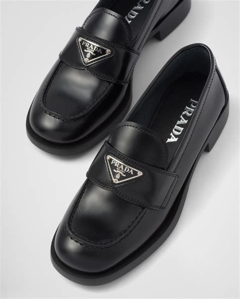 prada unlined brushed leather loafers